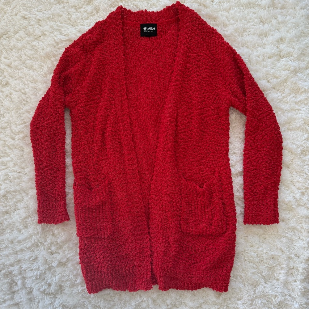 Hamish brand red popcorn cardigan women’s size M/L